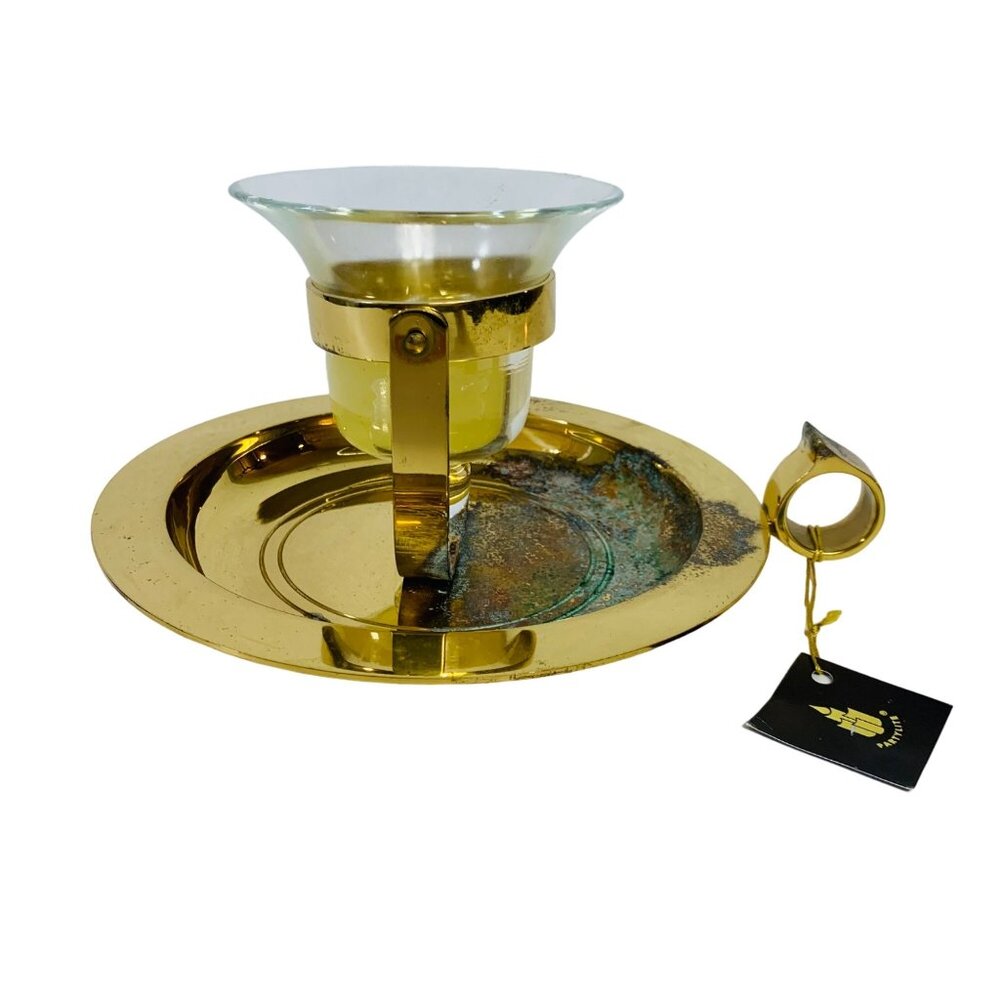 Partylite Brass Gimbal Candle Holder Nautical Patina Wall Sconce Table Bell READ